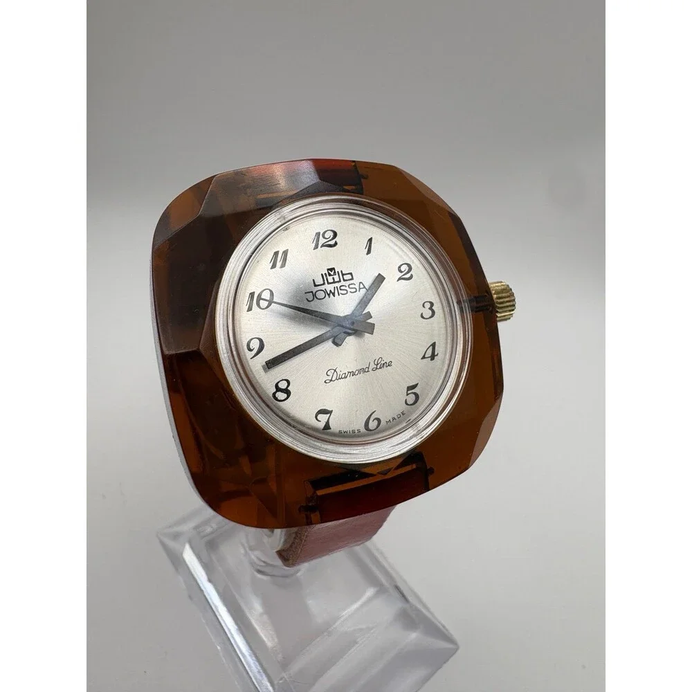 Vintage Swiss Jowissa Diamond Line Tortoiseshell manual wind Watch running